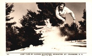 Vintage Postcard Real Photo Hannes Schneider Skimaster Cranmore New Hampshire NH