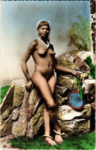 PC CPA ETHNIC NUDE FEMALE, TYPE DE FEMME, TINTED REAL PHOTO POSTCARD(b10471)