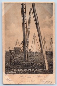 Petrolia Ontario Canada North Haven CT Postcard Two Methods of Pumping Oil 1906