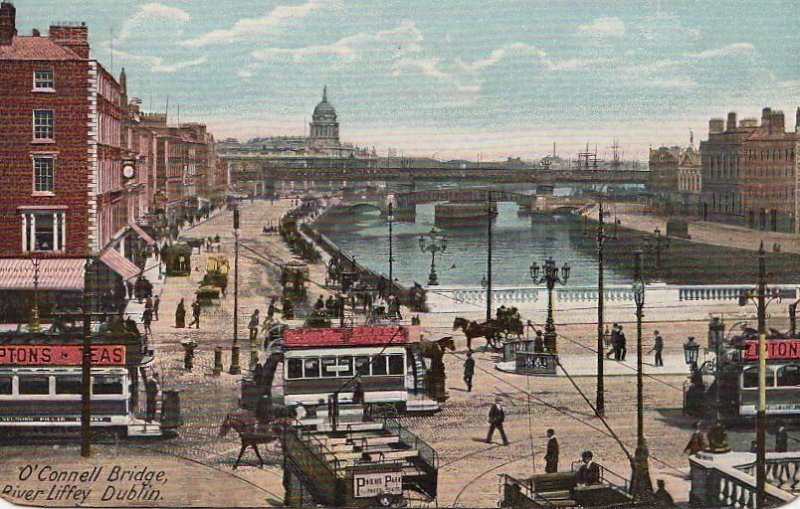 Postcard O'Connell Bridge River Liffey Dublin Ireland