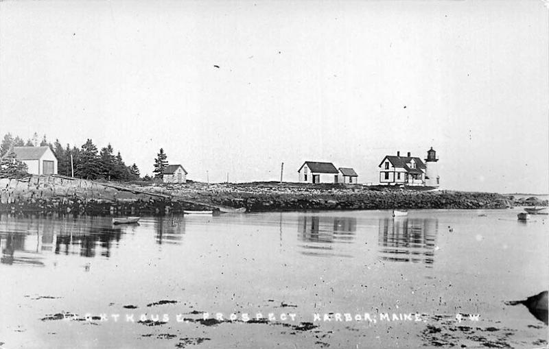 Prospect Harbor ME Lighthouse Real Photo Postcard