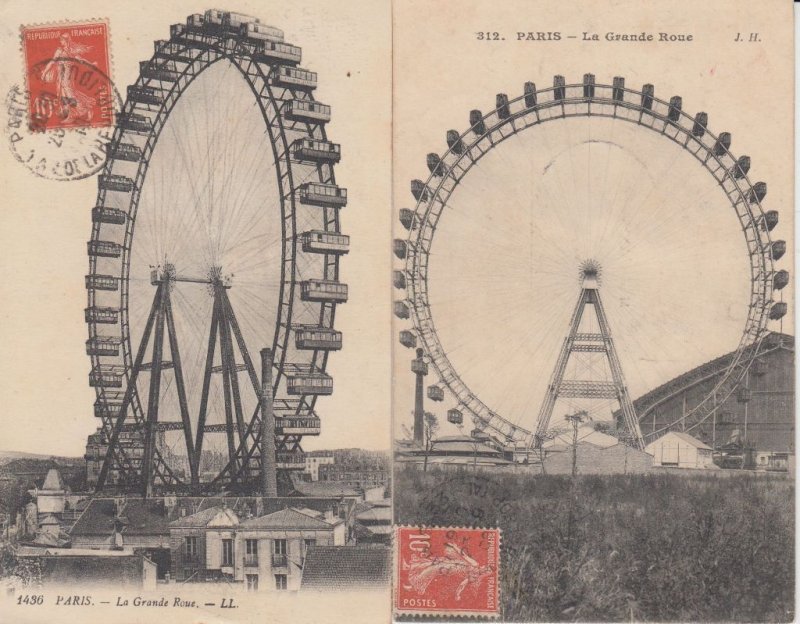 PARIS BIG WHEEL LA GRANDE ROUE France 35 Vintage Postcards pre-1940 (L5782)