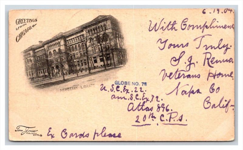 18062  IL Chicago  Newberry Library PMC Vetrerans Home Postmark