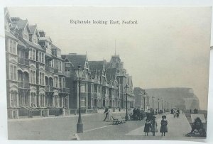 3 Little Girls on the Esplanade Seaford Sussex Vintage Promenade PostCard c1905