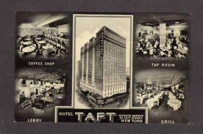 NY Hotel Taft Multiview Times Square Postcard PC Lobby+