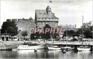 Modern Postcard St Malo L and V A corner of Marina and Yacht Chateau du Donjon