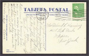 At Times the Wind Blows in Juarez Mexico Risque Comic Postcard by Sandoval 1940s