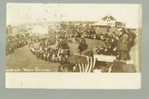 Garrison NORTH DAKOTA RPPC 1912 SIOUX INDIANS Indian WAR DANCE Mandan Arikara