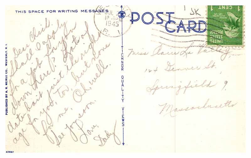 Postcard LIBRARY SCENE Westerly Rhode Island RI AQ6021