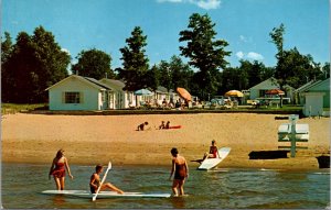 Postcard Blue Water Court Motel US 31 Traverse City, Michigan Beach Paddle Board