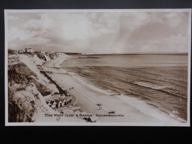 Dorset BOURNEMOUTH West Cliff & Sands - Old RP Postcard