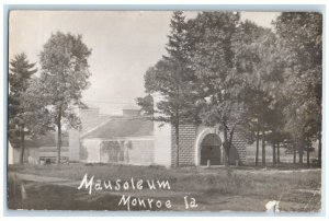 1909 Mausoleum Building View Monroe Iowa IA RPPC Photo Posted Postcard