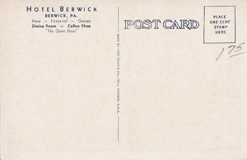 Postcard Hotel Berwick Berwick PA