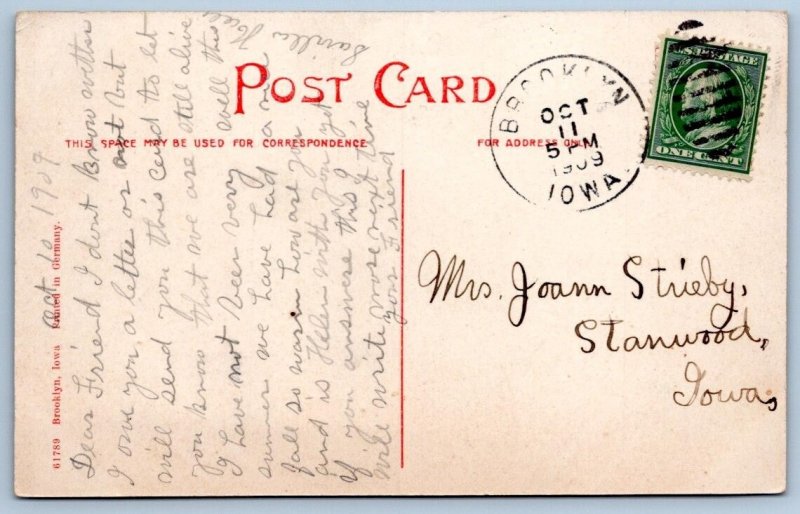 1909 JACKSON STREET BROOKLYN IOWA ANTIQUE POSTCARD