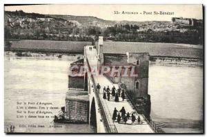 Old Postcard Avignon Pont Saint Benezet Round Children