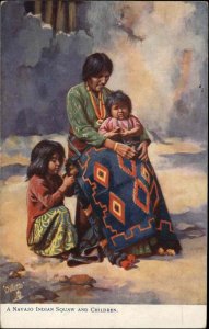 Tuck Native Arizonians Navajo American Indian Mother and Children c1910 Postcard