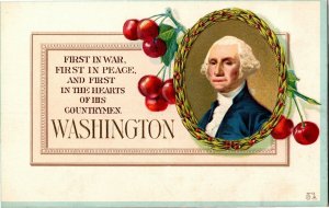 George Washington Embossed First in War, First in Peace Vintage Postcard U03