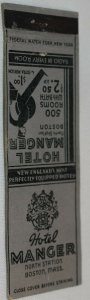 Hotel Manger Boston Massachusetts 20 Strike Matchbook Cover