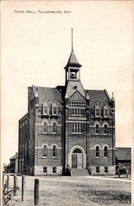 Postcard Ontario Tillsonburg Town Hall Bell Tower RARE ~1910 K73