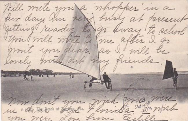 Florida Daytona Windsailing On The Beach 1906 Rotograph