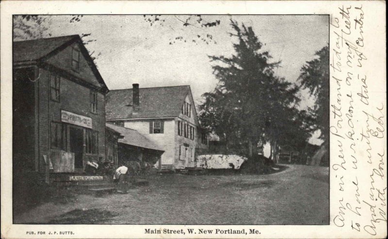 West New Portland Maine ME Main Street General Store c1910 Vintage Postcard