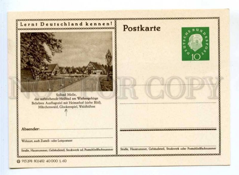 420165 GERMANY 1960 year Solbad Melle postal postcard