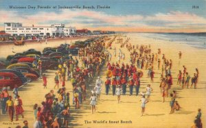 WELCOME DAY PARADE JACKSONVILLE BEACH FLORIDA POSTCARD (1940s)