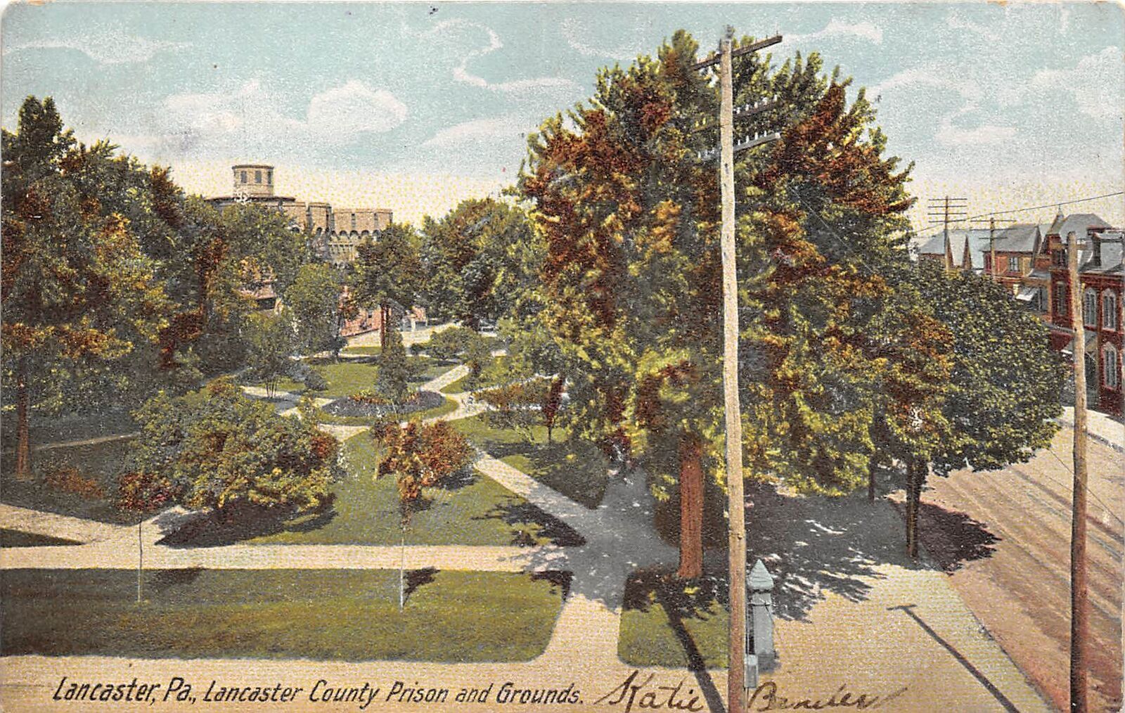 Lancaster Pennsylvania c1906 Postcard Lancaster County Prison Grounds