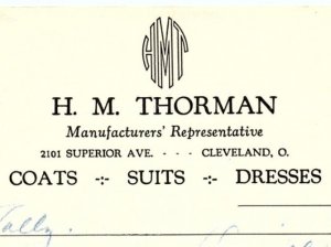 1938 H.M. THORMAN COATS SUITS DRESSES CLEVELAND OHIO BILLHEAD INVOICE Z617