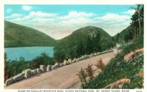 Mt. Desert Island Maine, Cadillac Mountain Rd Acadia National Park Old Postcard