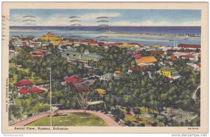 Aerial View Colorful Buildings & Ocean, Nassau Bahamas 1954