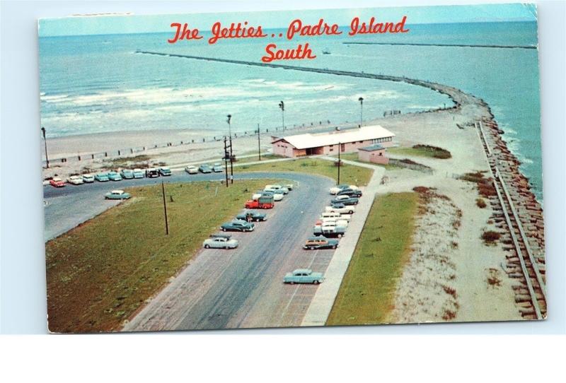 *1970s Aerial View The Jetties Padre Island South Port Isabel Texas Postcard C08