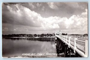 Fort Walton Florida FL Postcard RPPC Photo Scene Bridge c1940's Unposted Vintage