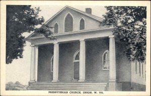 Union West Virginia WV Presbyterian Church Vintage Postcard