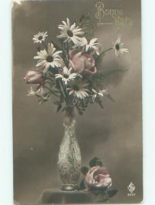 tinted rppc c1910 BEAUTIFUL FLOWERS AC9284