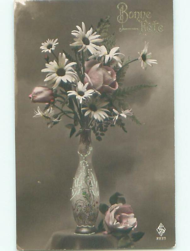 tinted rppc c1910 BEAUTIFUL FLOWERS AC9284