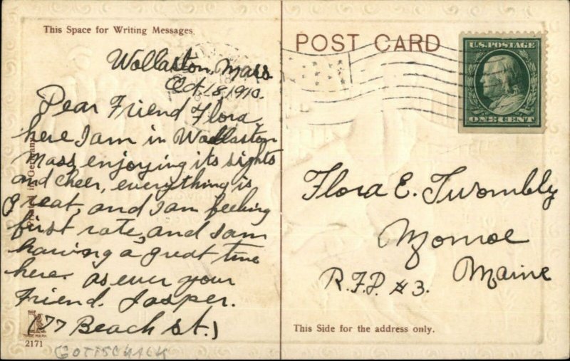 Halloween Scottish Man & Pig Gottschalk #2171 c1910 Postcard