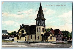 1908 Methodist Church Building Dirt Road Entrance Webster City Iowa IA Postcard