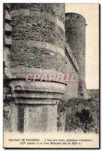 Old Postcard Chateau De Fougeres One of the twin towers of Amboise (XVI centu...