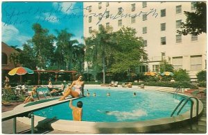 Swimming Pool, Harrison Hotel, Clearwater, Florida, Vintage Chrome Postcard