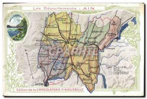 Old Postcard geographical maps of Chocolaterie & # 39Aiguebelle Ain Lake Natua
