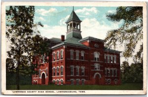 Postcard TN Lawrenceburg Lawrence County High School 1924
