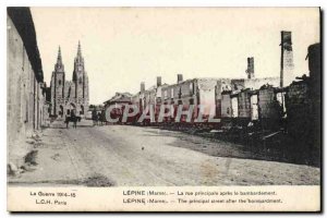 Old Postcard Lepine Marne The main street after the bombing