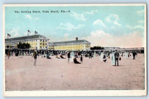 c1920 Palm Beach Florida FL Vintage Postcard Bathing Beach Front Breakers Hotel