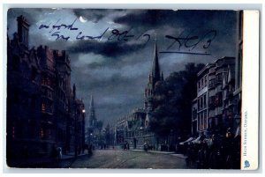 c1910 Moonlight on High Street Oxford Oilette Tuck Art Antique Postcard