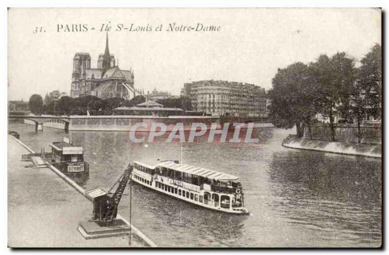 Paris Old Postcard Ile St Louis and Notre Dame