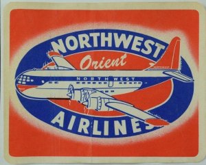 1940's-50's North-West Orient Airlines Luggage Label Original E18
