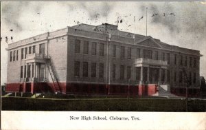 View of High School, Cleburne TX Vintage Postcard N42