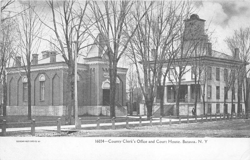 Batavia New York~Genesee County Clerk's Office & Court House~Unpaved Street~1905