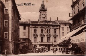 France Orange Place de l'Hotel-de-Ville Vintage Postcard C003